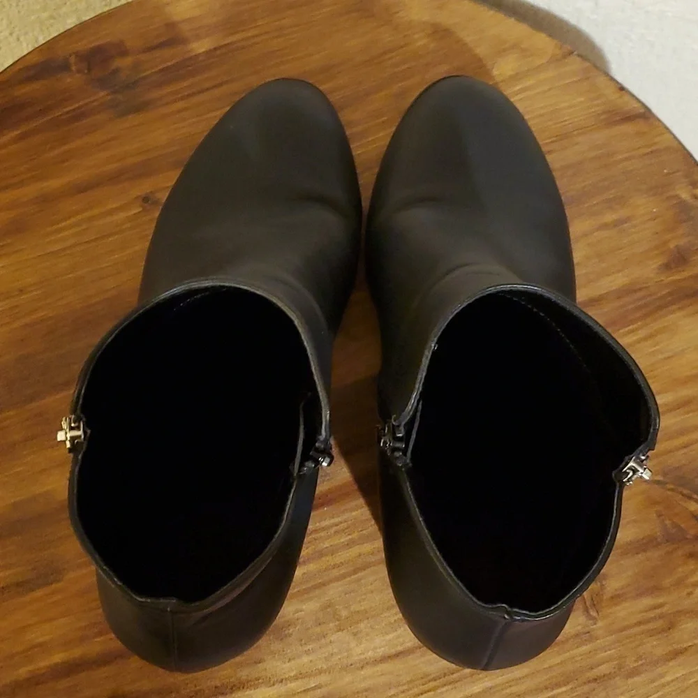 Style & Co |Masrina  Black Faux Leather Double Side Zips Heel Boots Bootie Sz.10